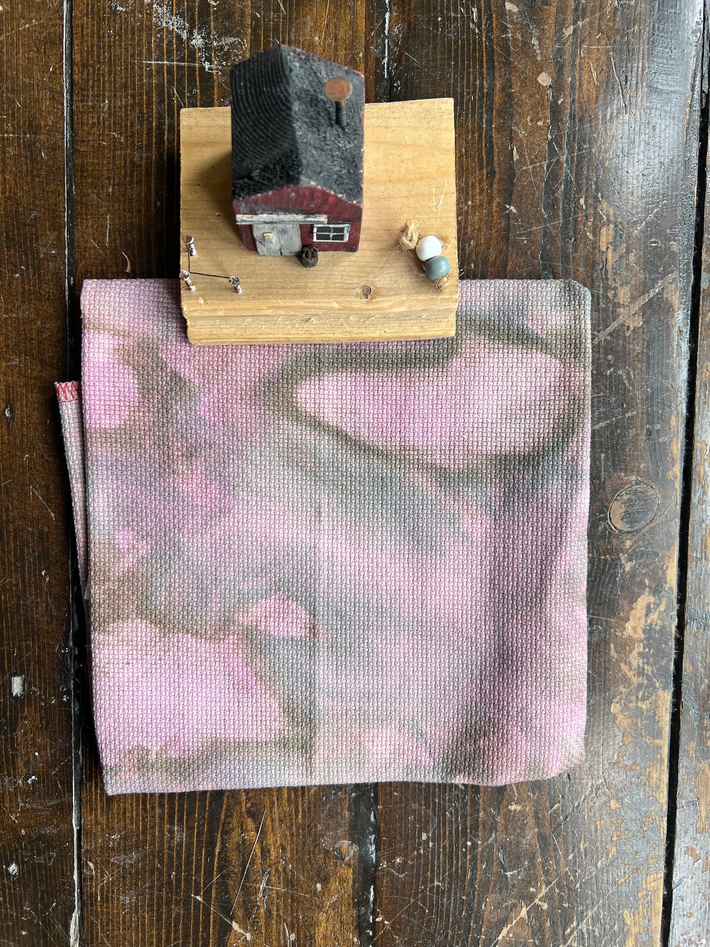 14 Count Aida 'Old Fashioned Rose' OOAK (One of a Kind) Hand Dyed Cross Stitch Fabric