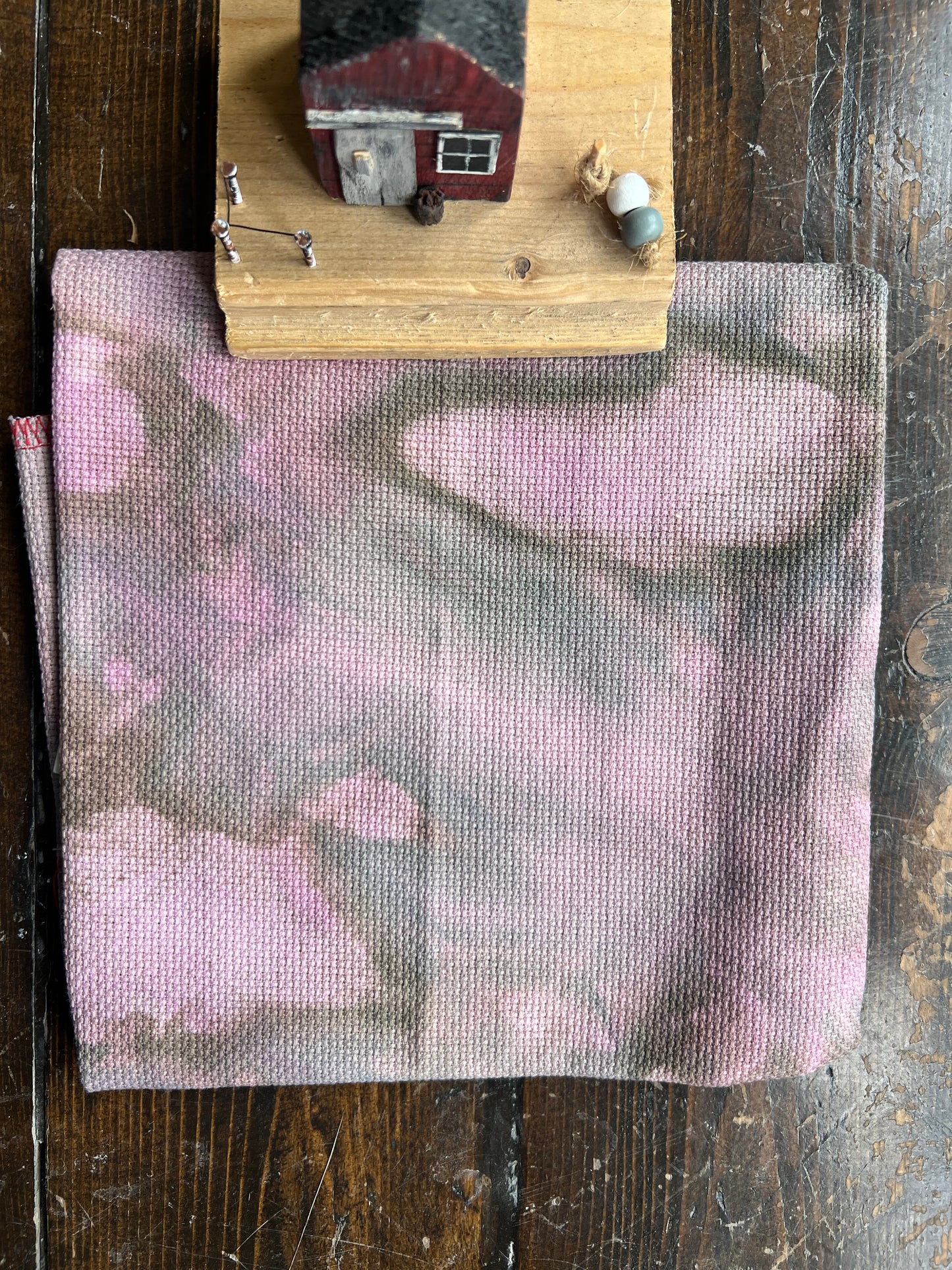 14 Count Aida 'Old Fashioned Rose' OOAK (One of a Kind) Hand Dyed Cross Stitch Fabric