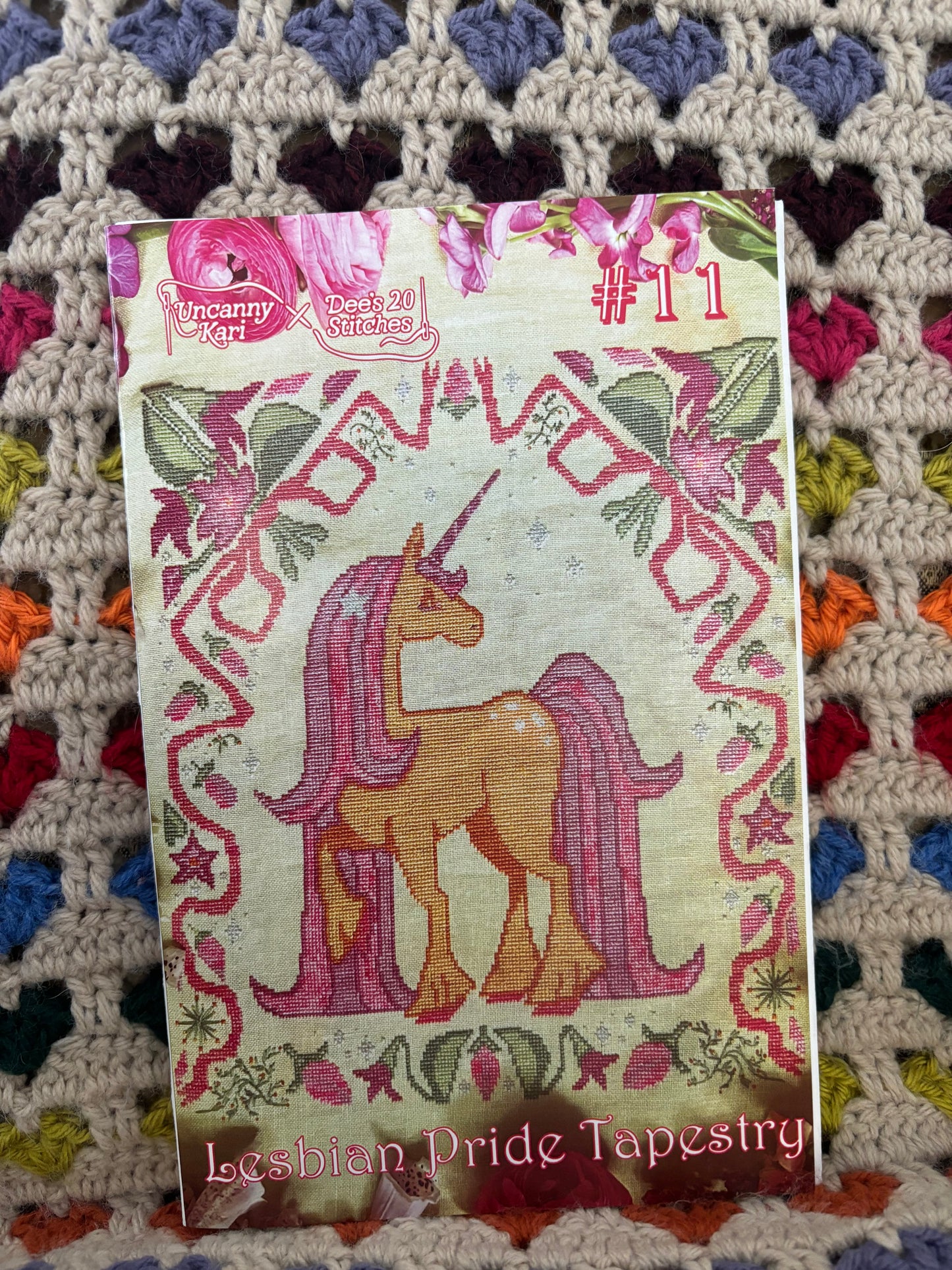 Dee's Twenty Stitches and Uncanny Kari - Lesbian Pride Tapestry - Paper Pattern