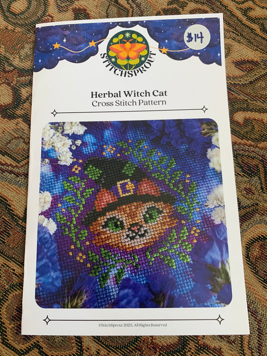 Herbal Witch Cat pattern - Stitch Sprout