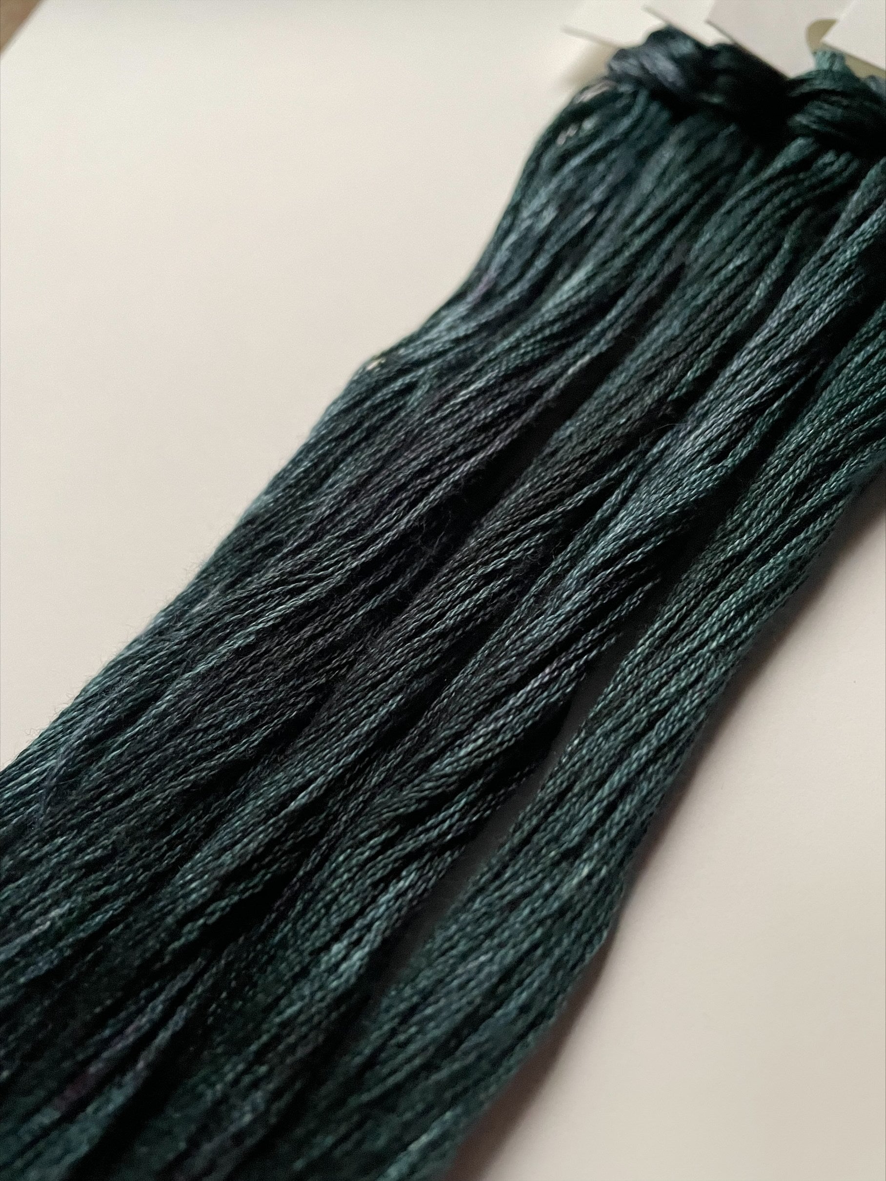 Six strand cotton floss in tonal moody blues